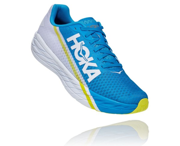 Hoka One One Rocket X Mens UK - White / Blue Running Shoes - GQNYL8451